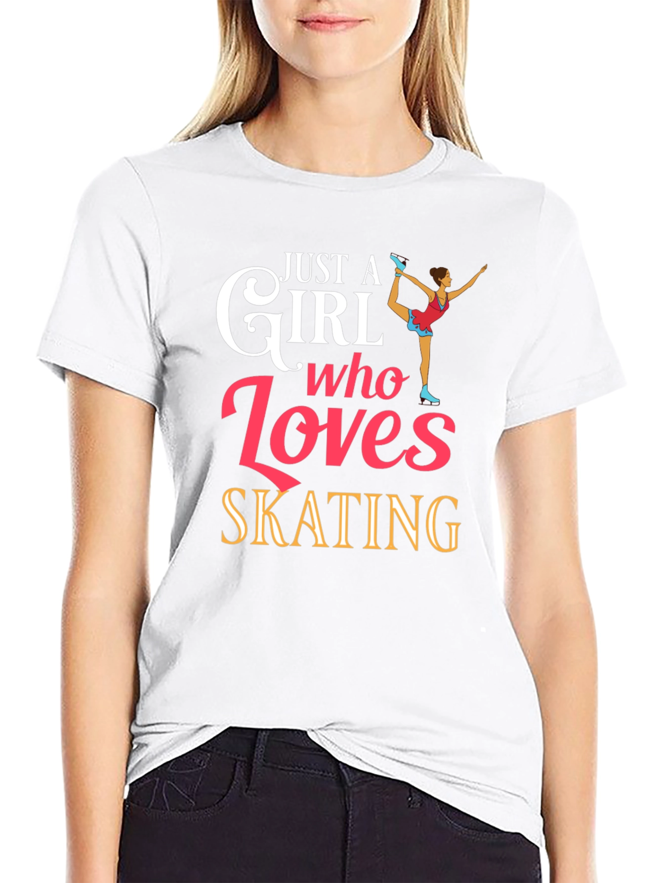 Just a Girl Who Loves Skating Black T-Shirt