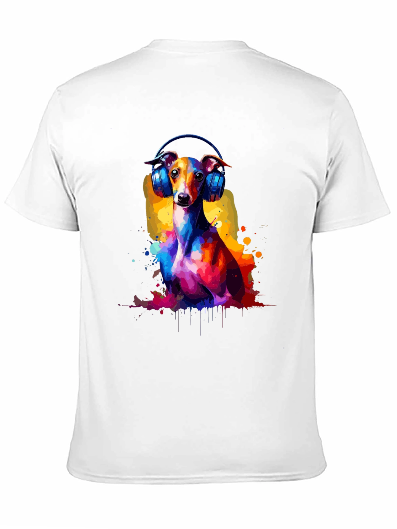 Dog with Headphones Graphic Tee - Black