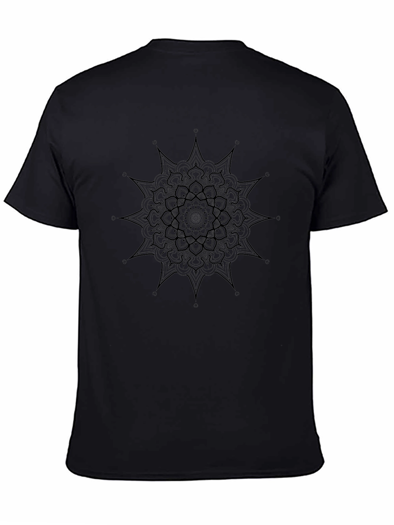 Black Mandala Graphic T-Shirt - Mens Casual Tee