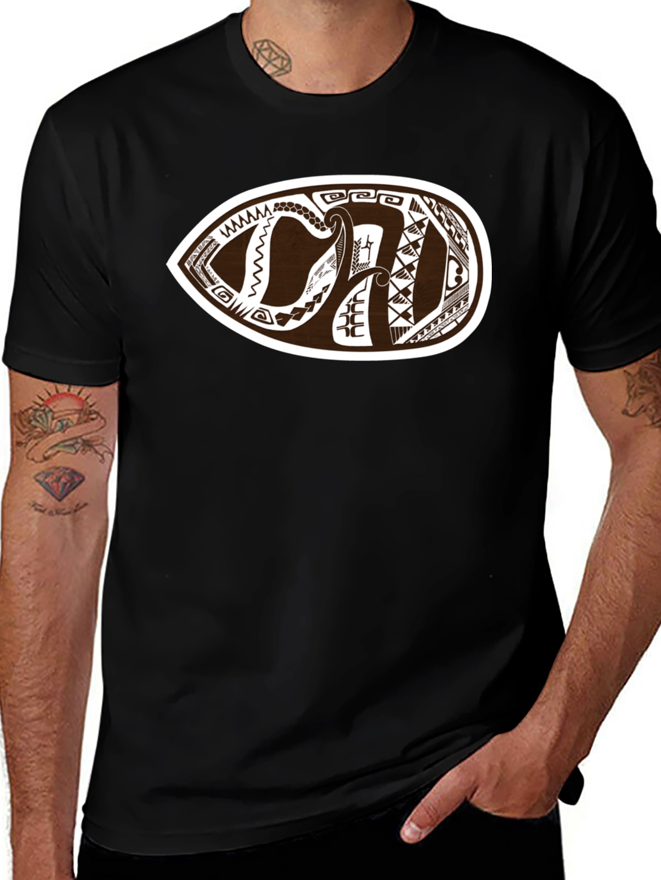 Tribal Tattoo Graphic Black T-Shirt