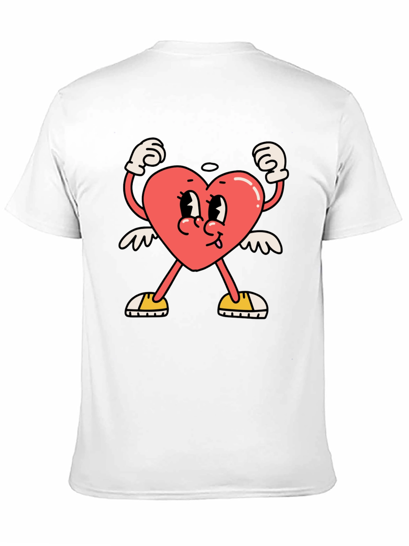 Heart Character Graphic Tee - Black Cotton T-Shirt