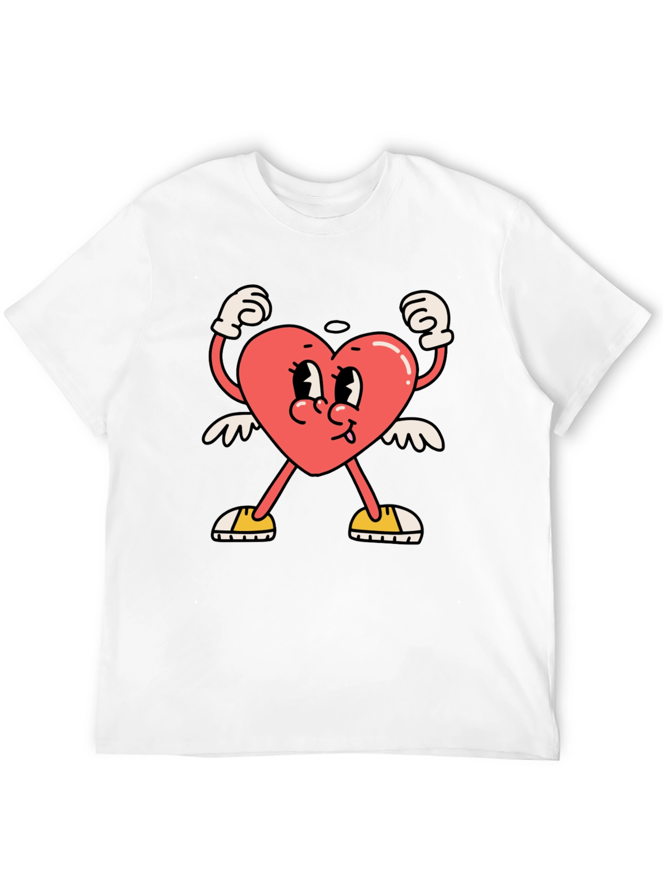 Heart Character Graphic Tee - Black Cotton T-Shirt