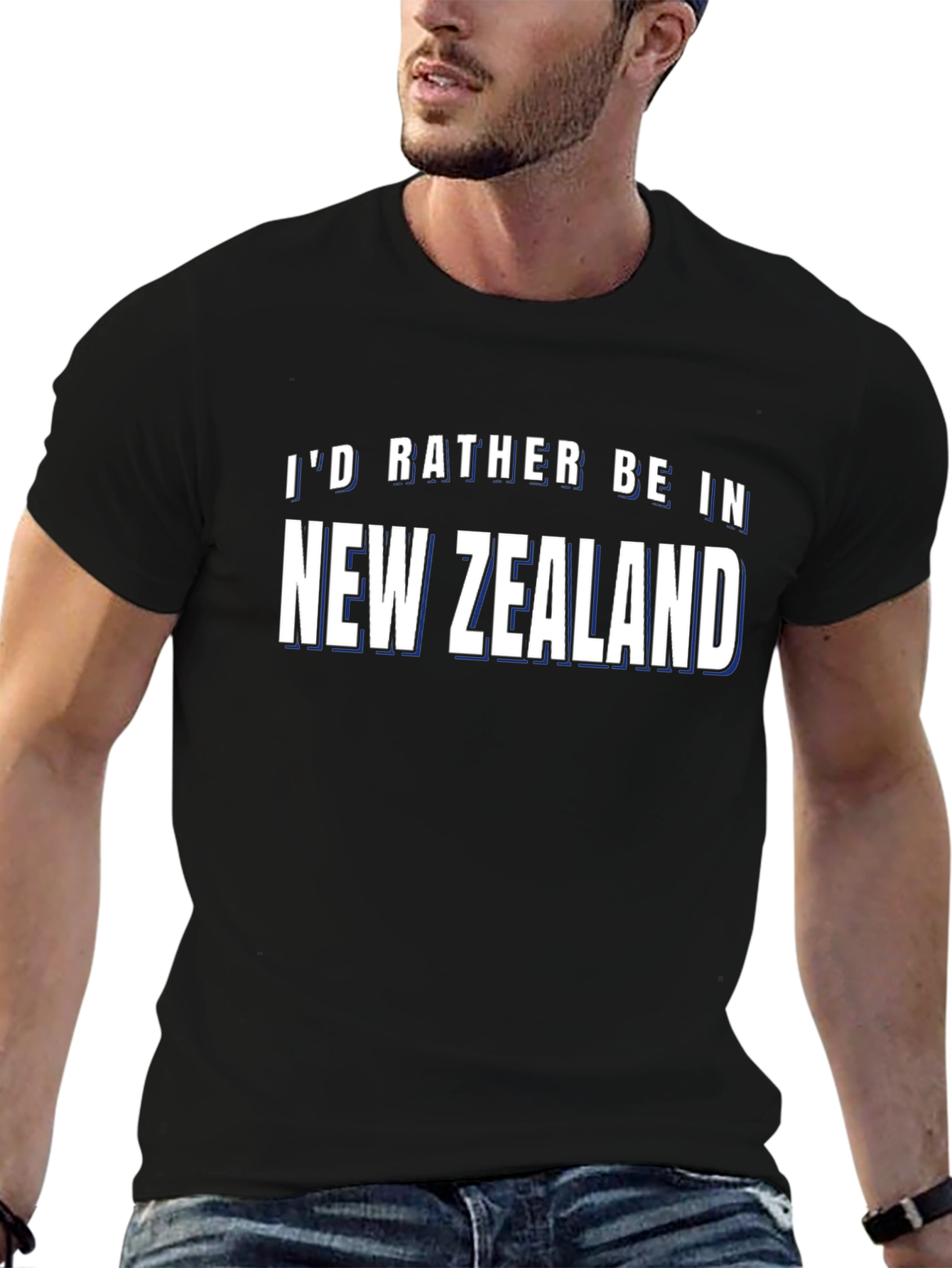 Id Rather Be In New Zealand Black T-Shirt