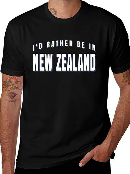 Id Rather Be In New Zealand Black T-Shirt