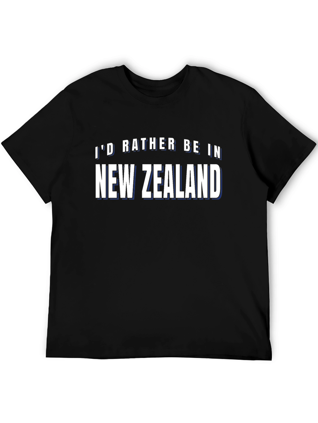 Id Rather Be In New Zealand Black T-Shirt
