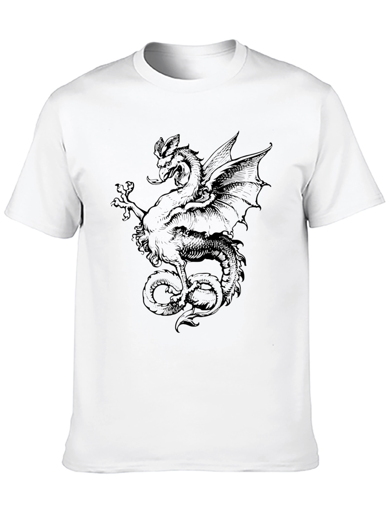 Dragon Graphic Tee - Black Crew Neck T-Shirt