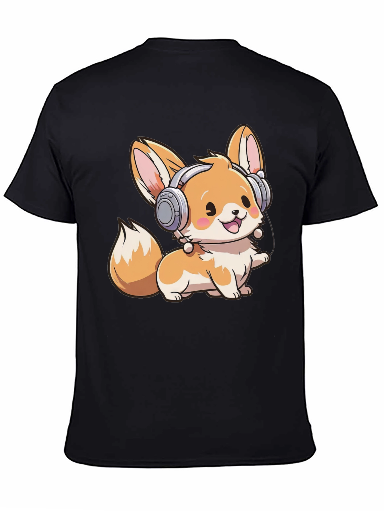 Cute Fox with Headphones Graphic Tee