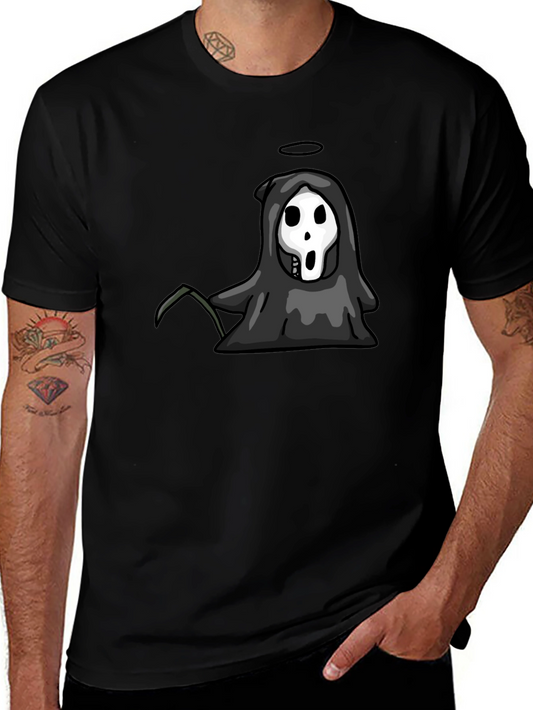 Grim Reaper Cartoon Graphic Black Tee