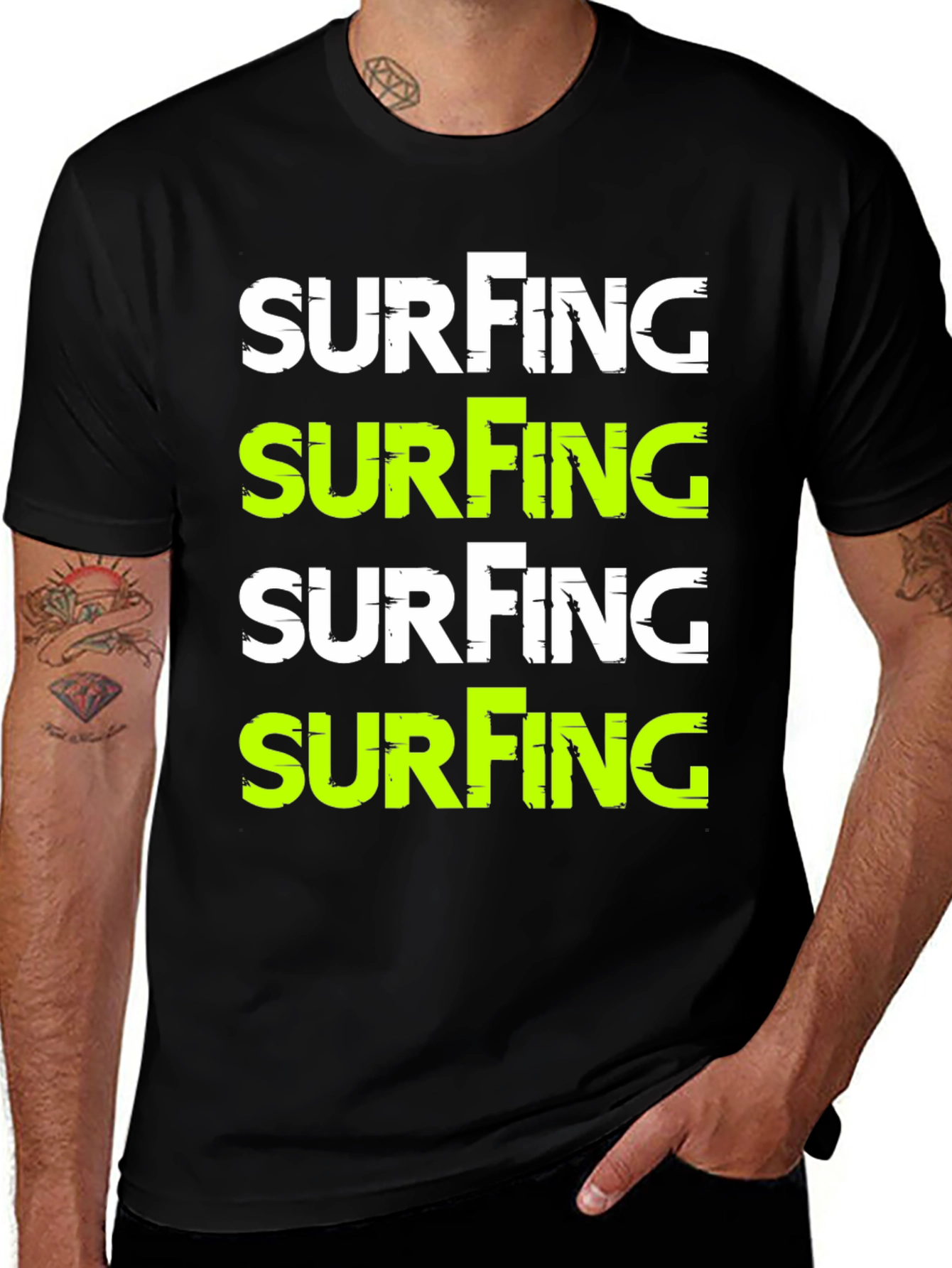 Surfing Graphic Tee - Black T-Shirt