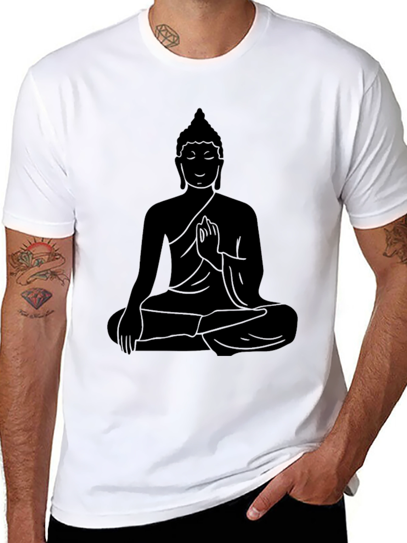 Buddha Silhouette Graphic T-Shirt - Relaxed Fit