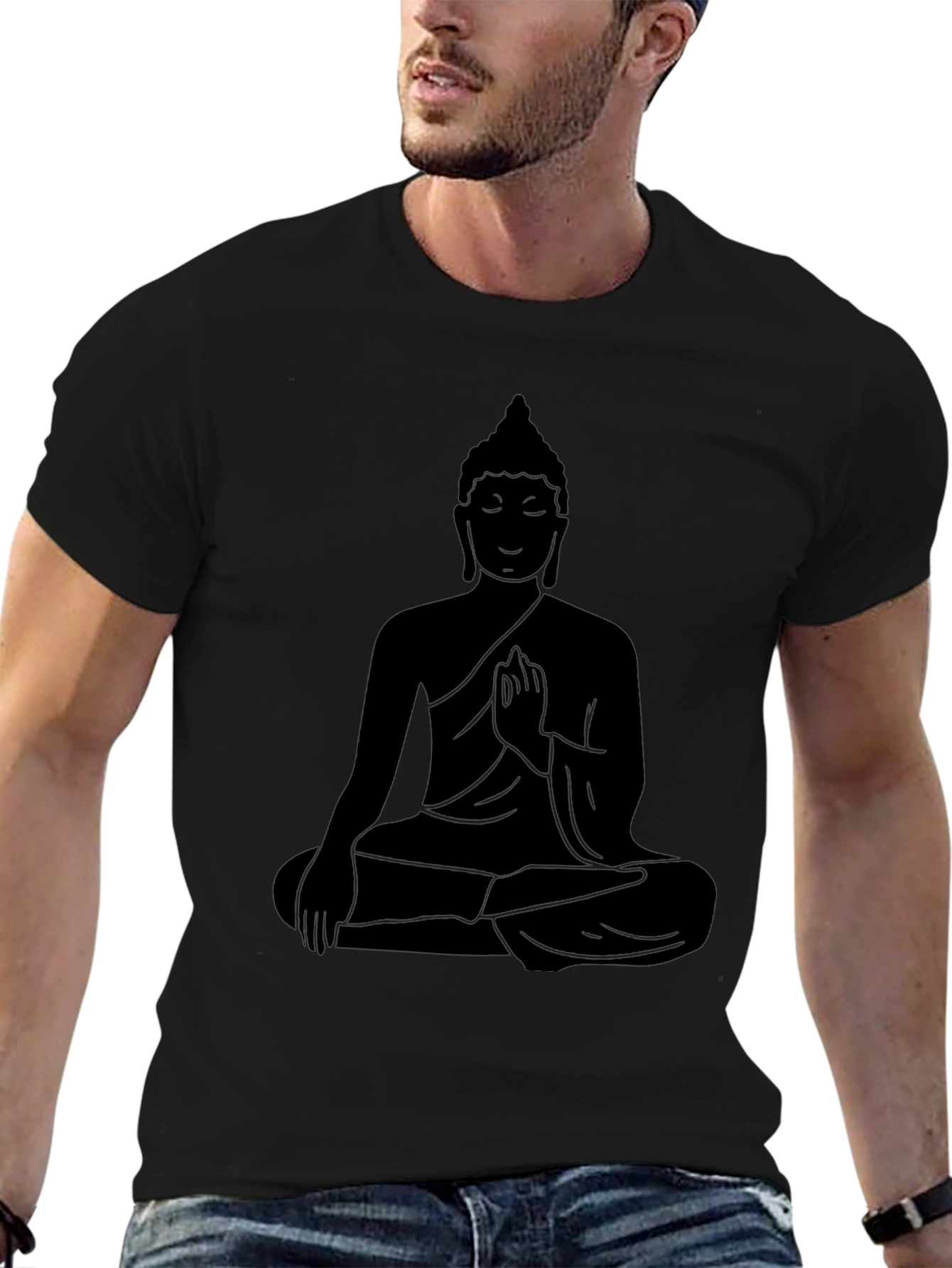 Buddha Silhouette Graphic T-Shirt - Relaxed Fit