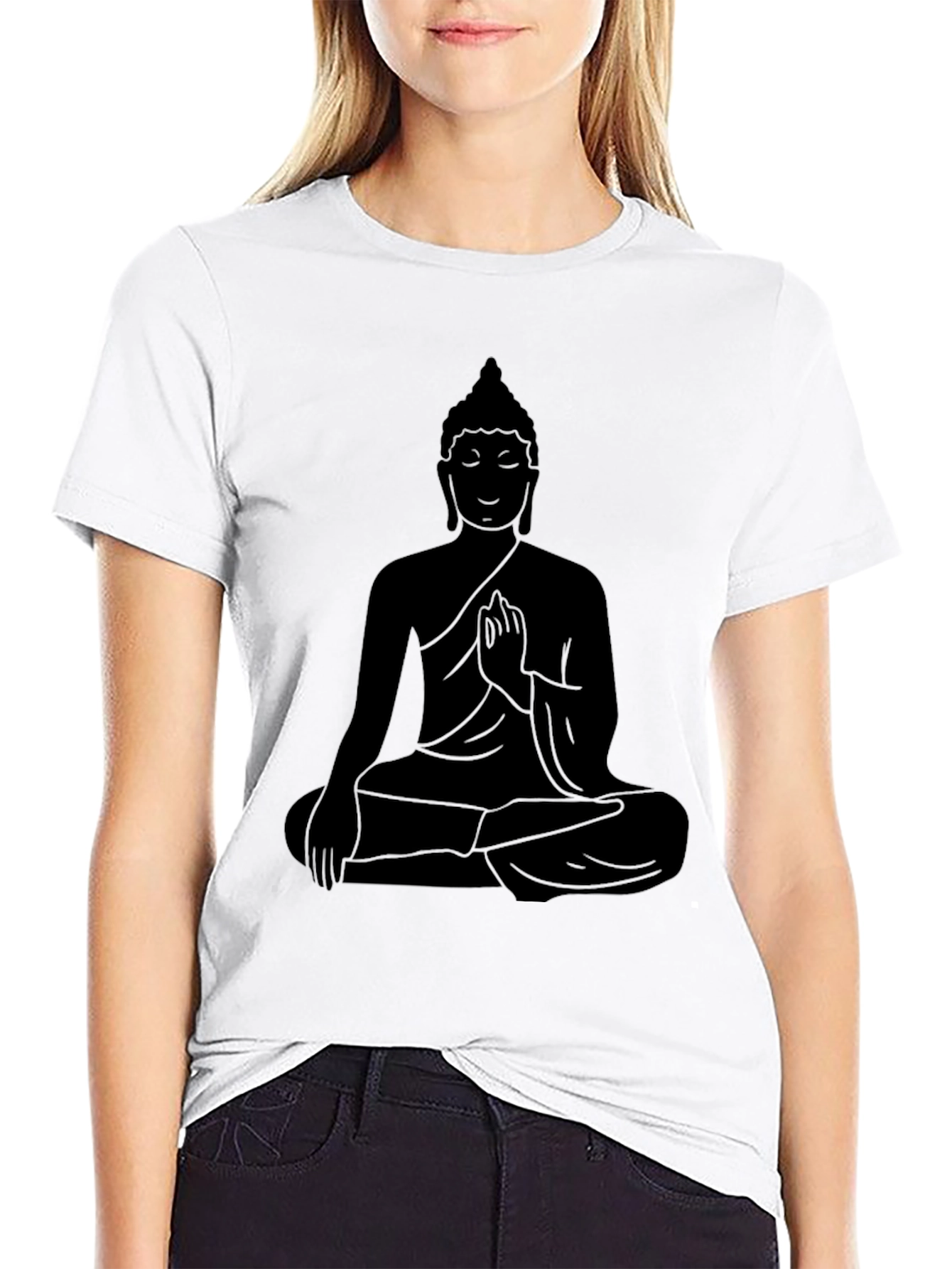 Buddha Silhouette Graphic T-Shirt - Relaxed Fit
