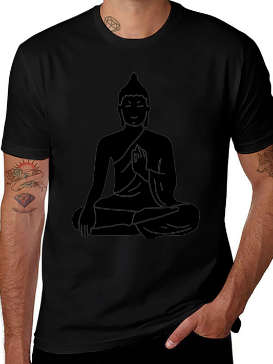 Buddha Silhouette Graphic T-Shirt - Relaxed Fit