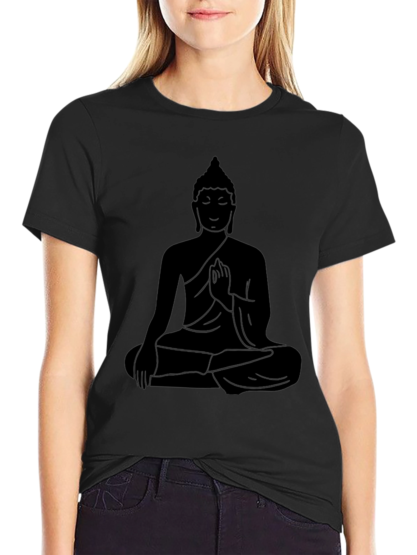 Buddha Silhouette Graphic T-Shirt - Relaxed Fit
