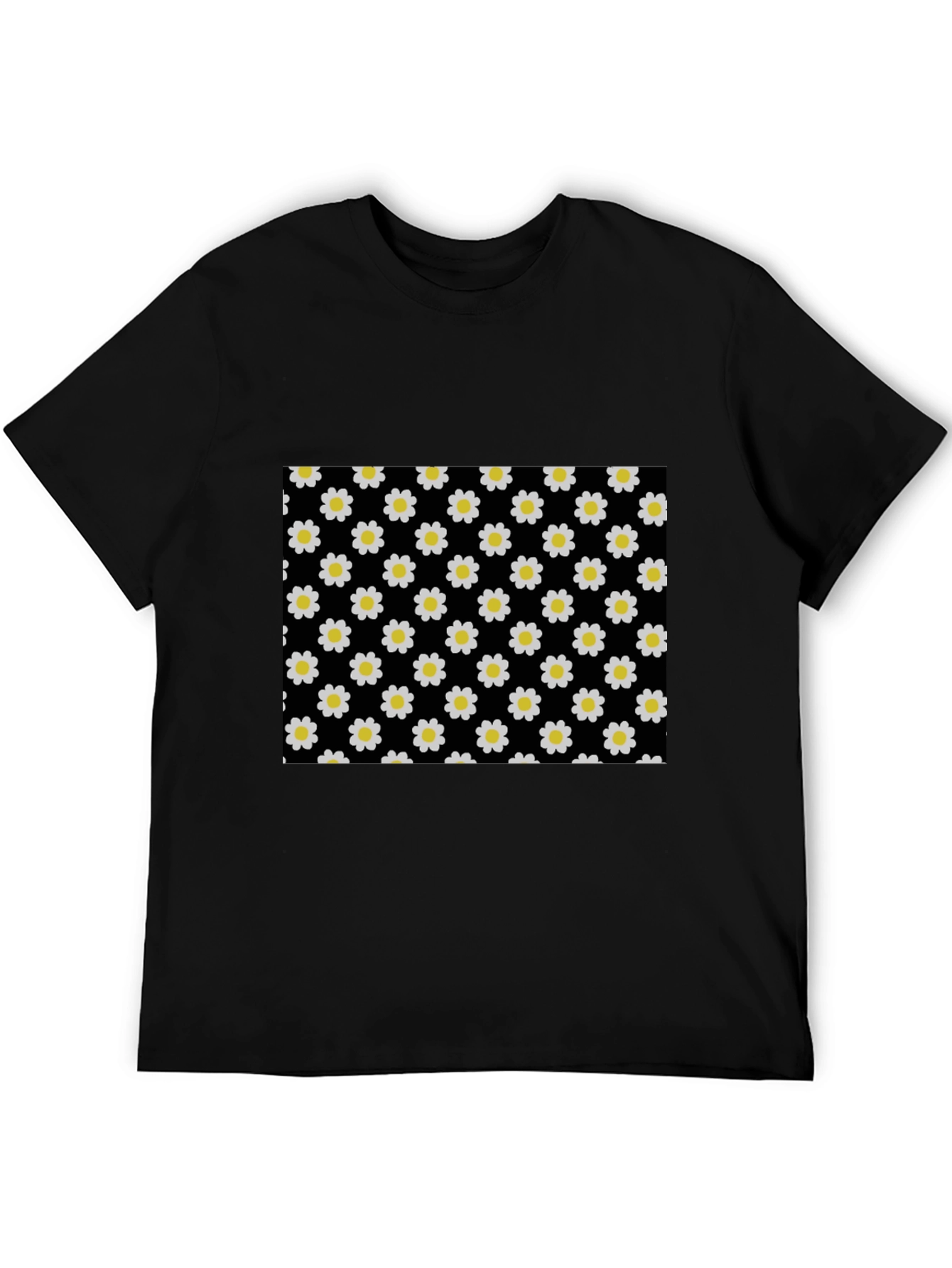 Black Daisy Pattern T-Shirt