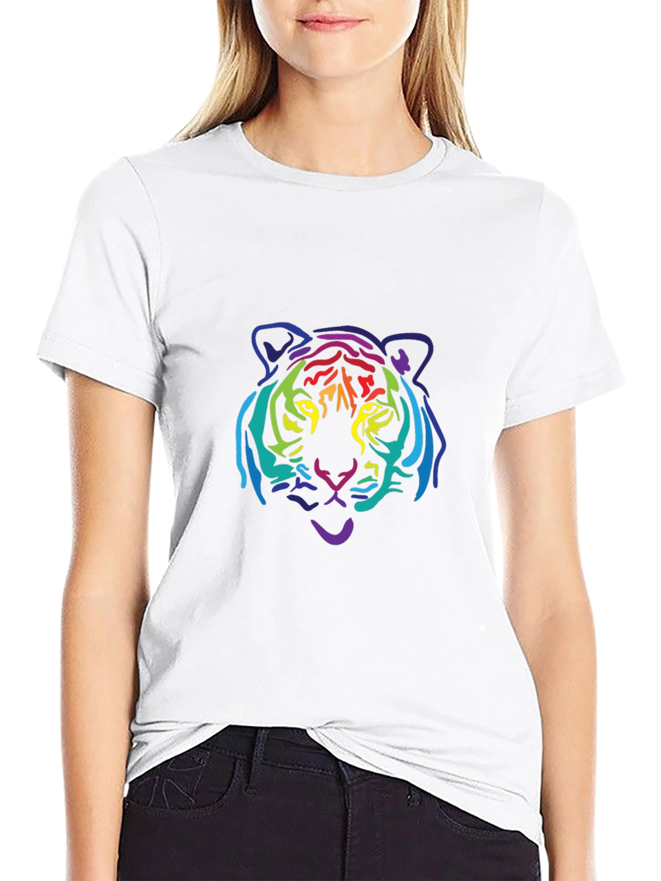 Rainbow Tiger Graphic Tee - Black