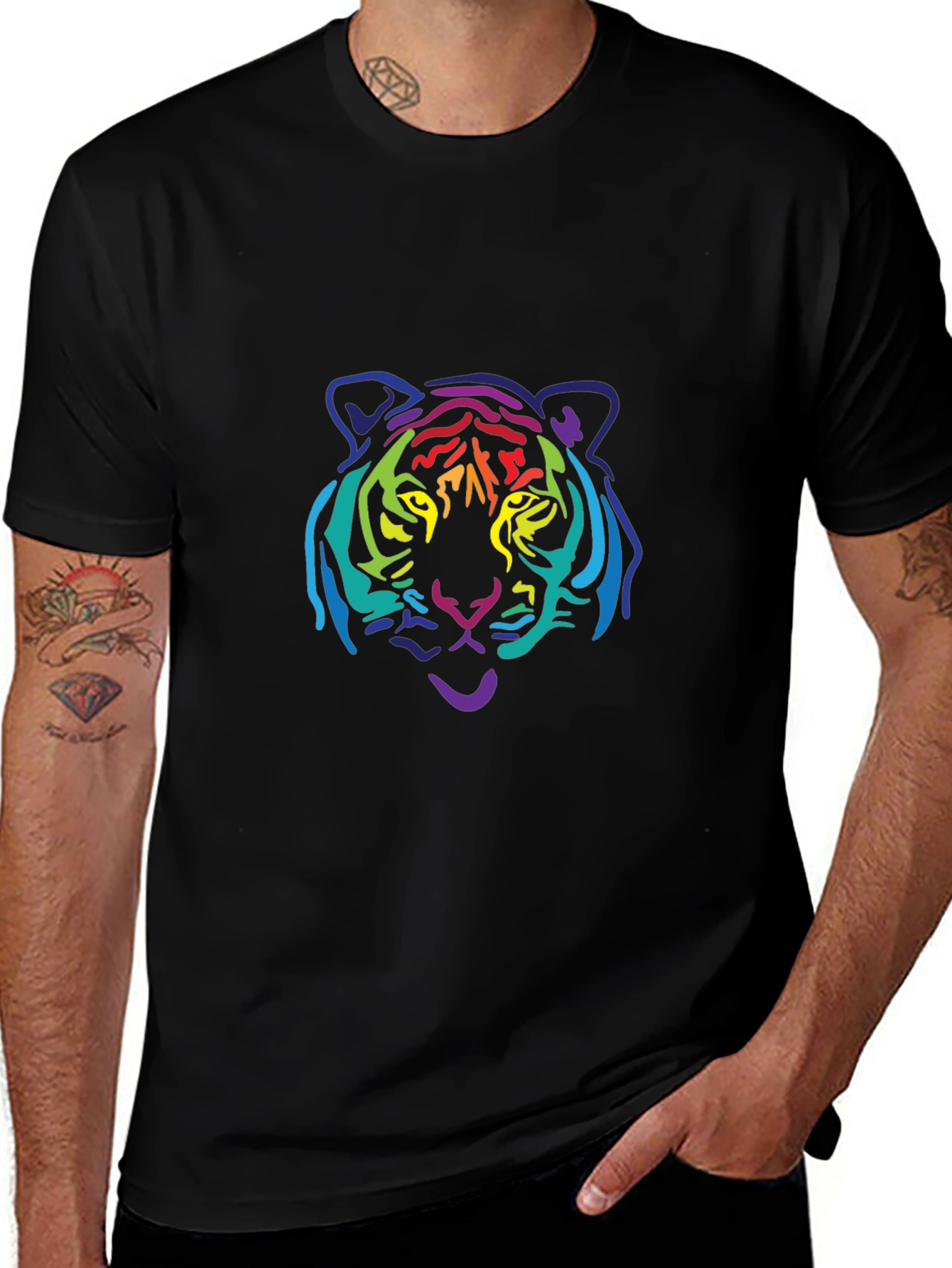 Rainbow Tiger Graphic Tee - Black