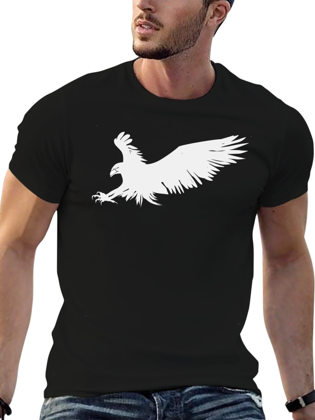 Eagle Graphic Tee - Bold Black Cotton T-Shirt