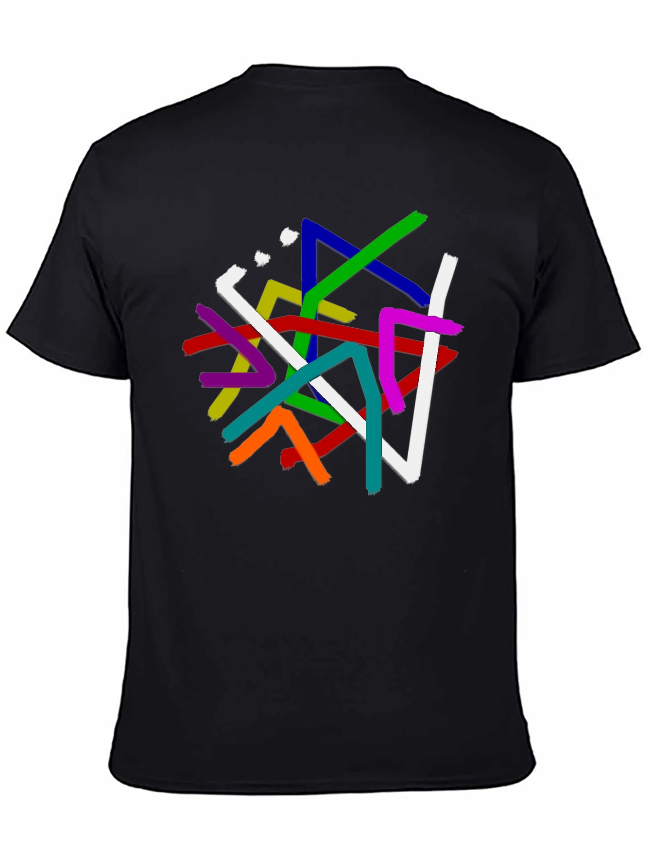 Abstract Line Art Graphic Print Black T-Shirt