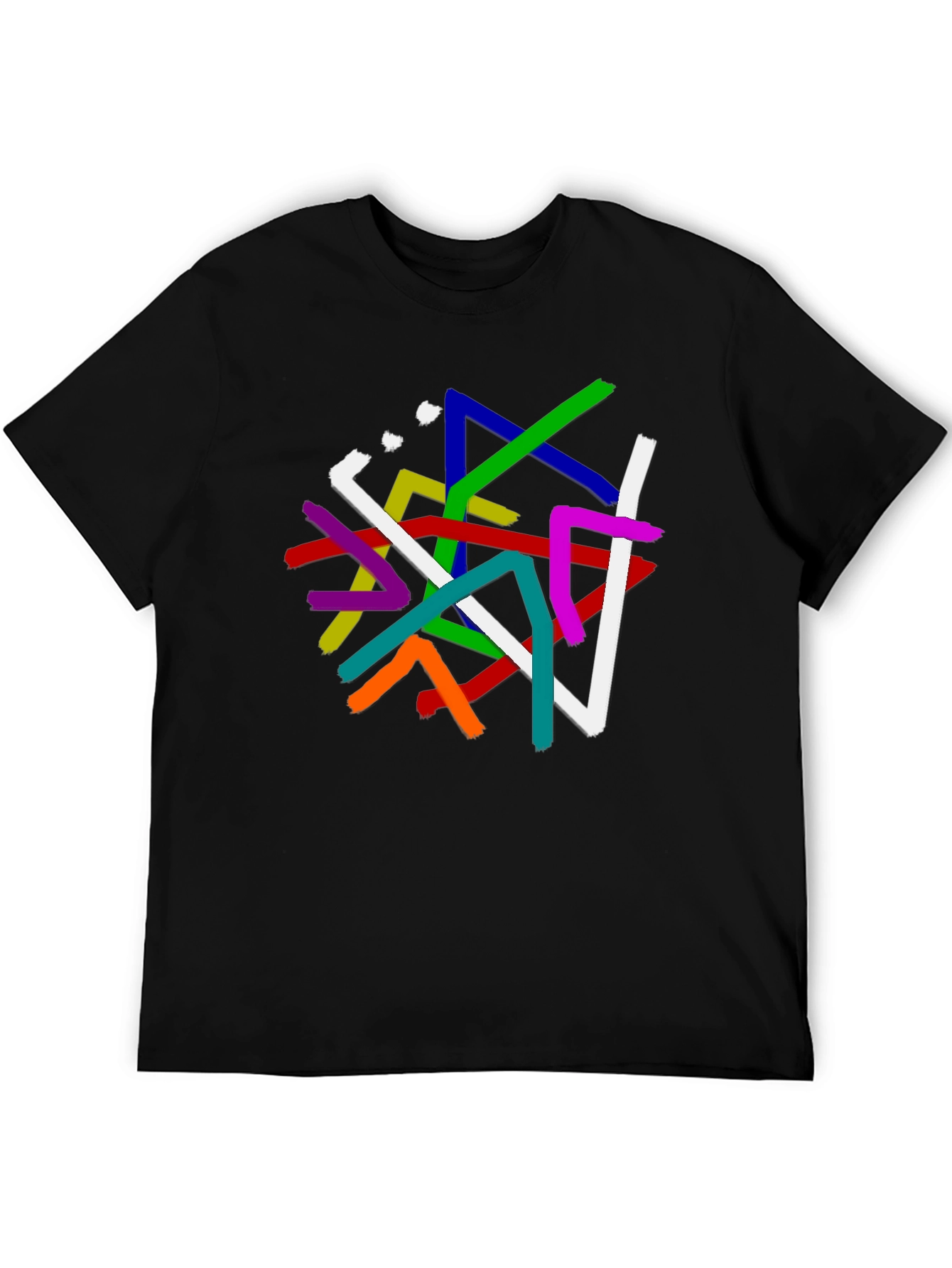 Abstract Line Art Graphic Print Black T-Shirt