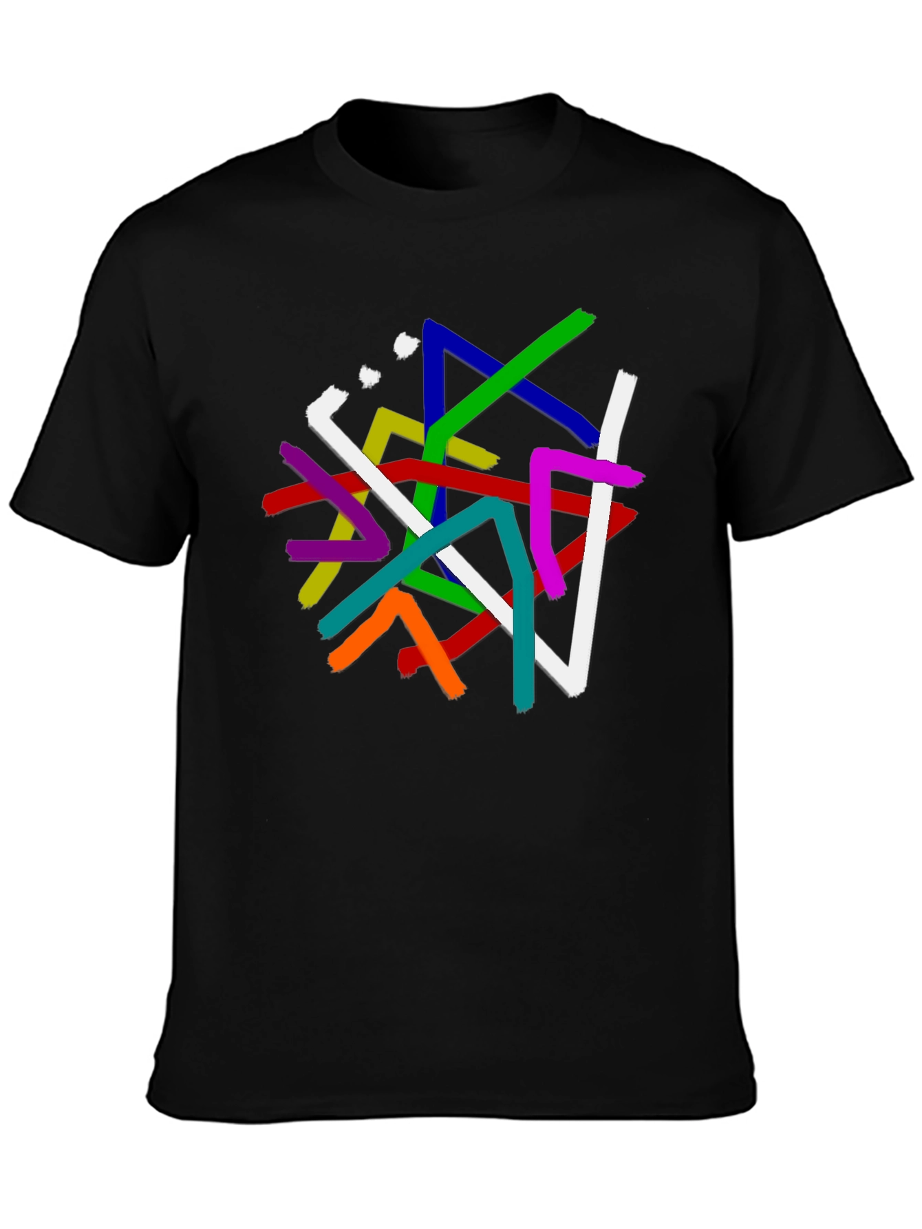 Abstract Line Art Graphic Print Black T-Shirt