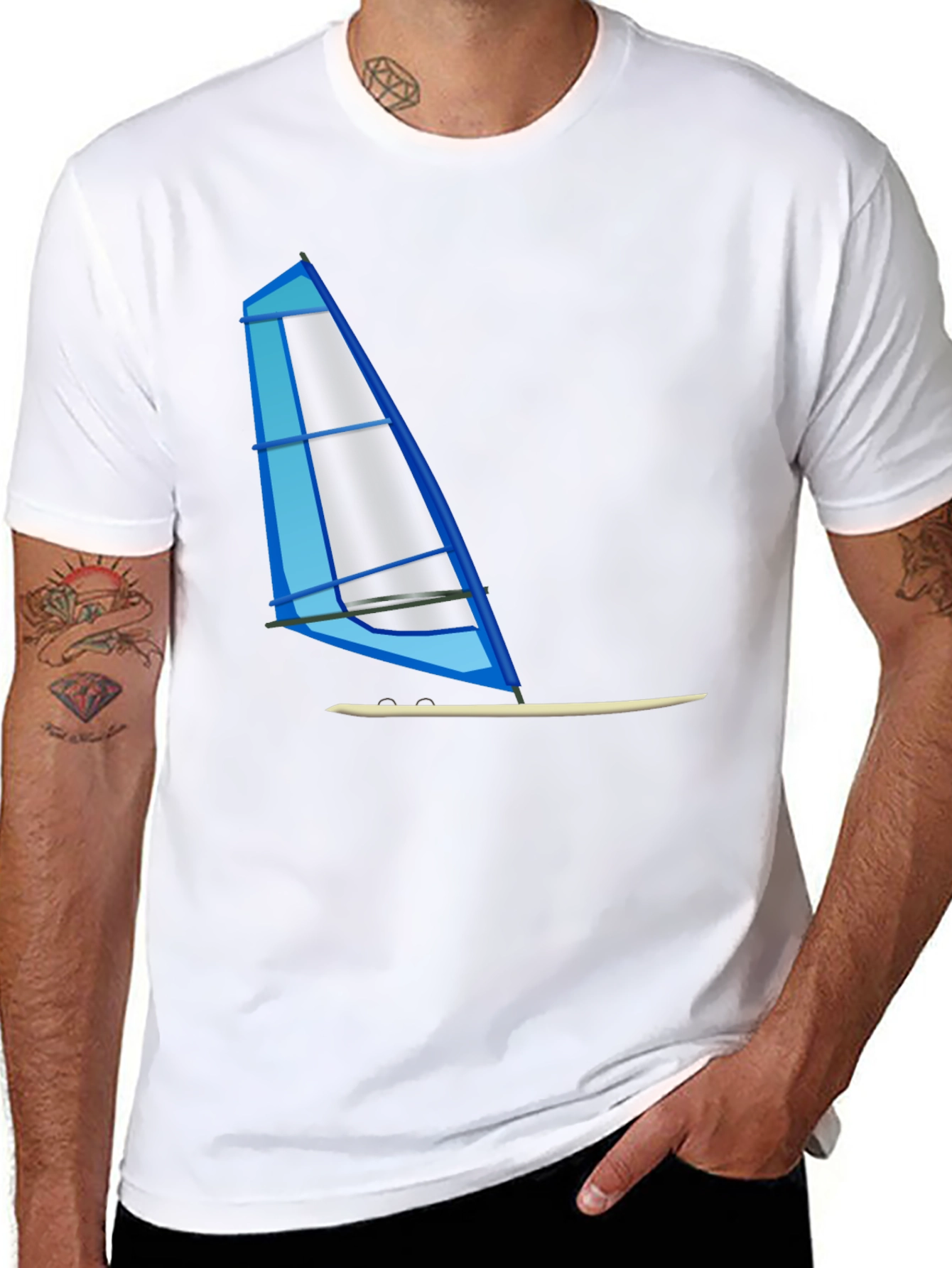 Windsurf Graphic Tee - Black Cotton T-Shirt