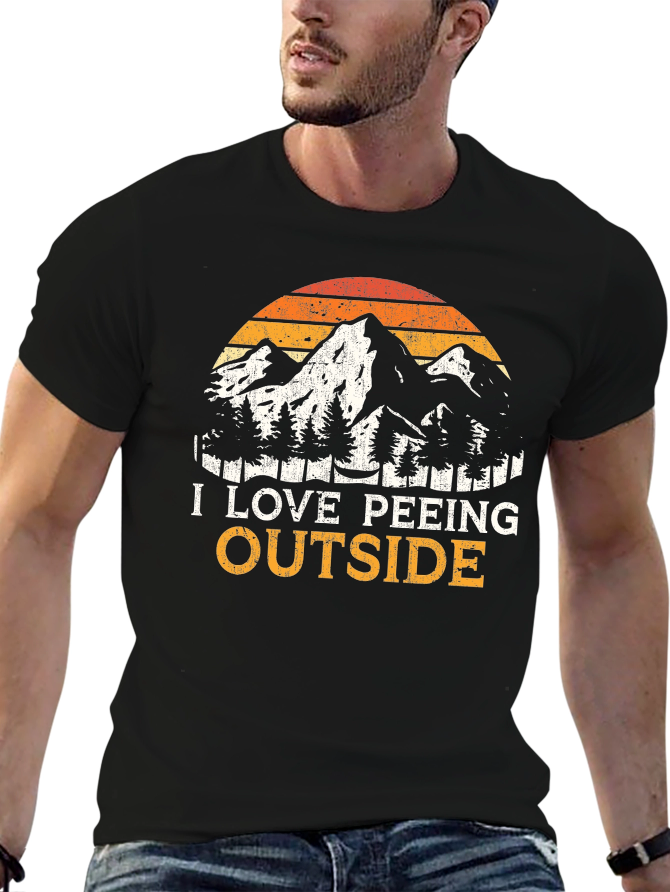 I Love Peeing Outside Black T-Shirt