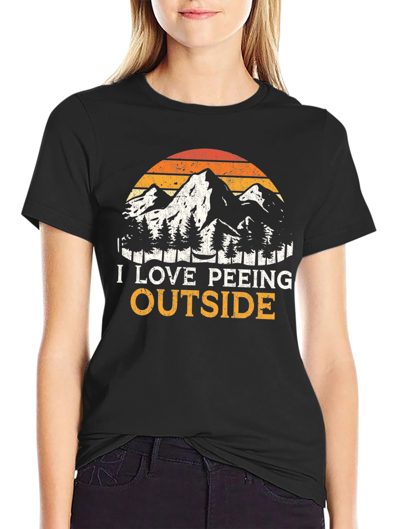 I Love Peeing Outside Black T-Shirt
