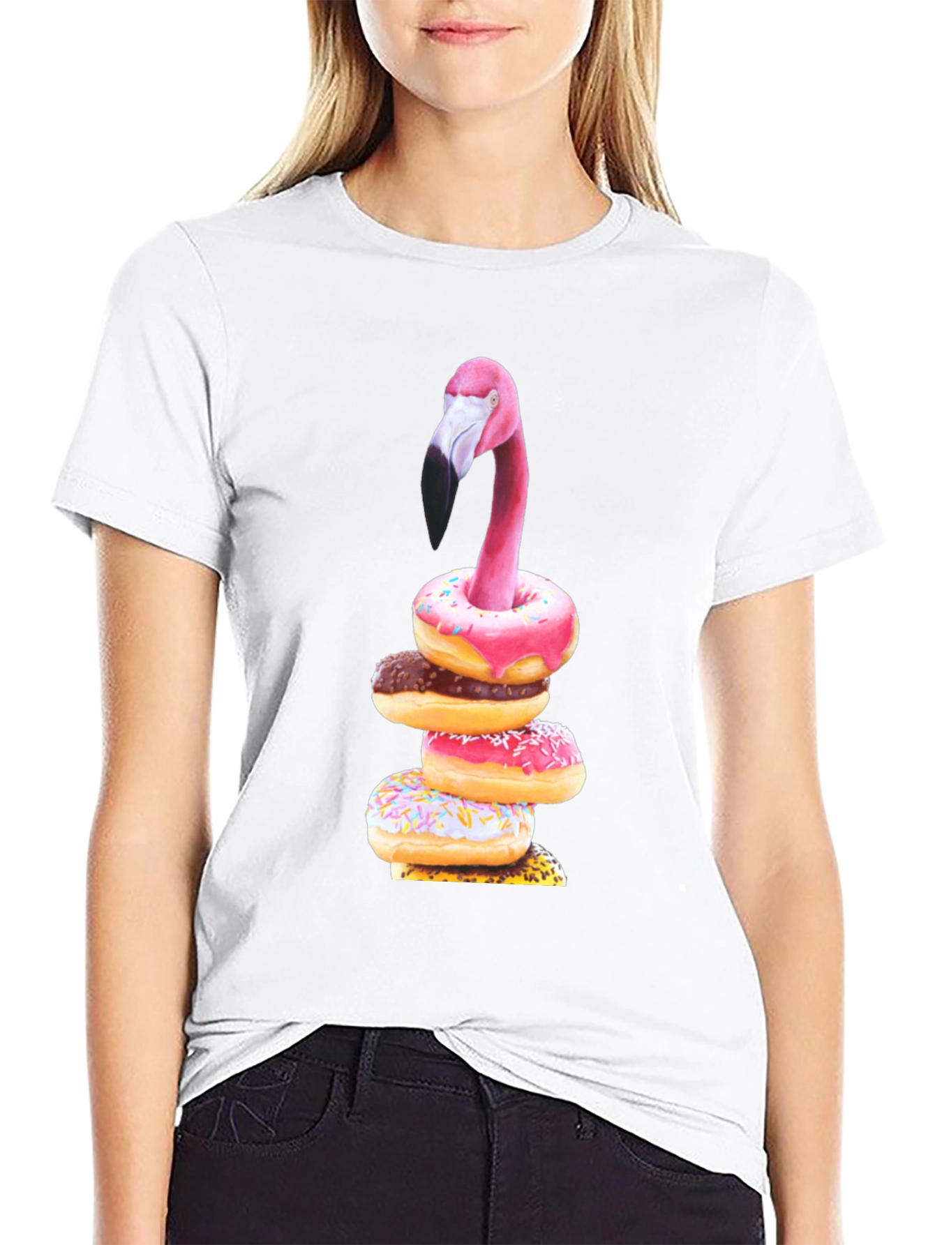 Flamingo Donut Stack Graphic Tee