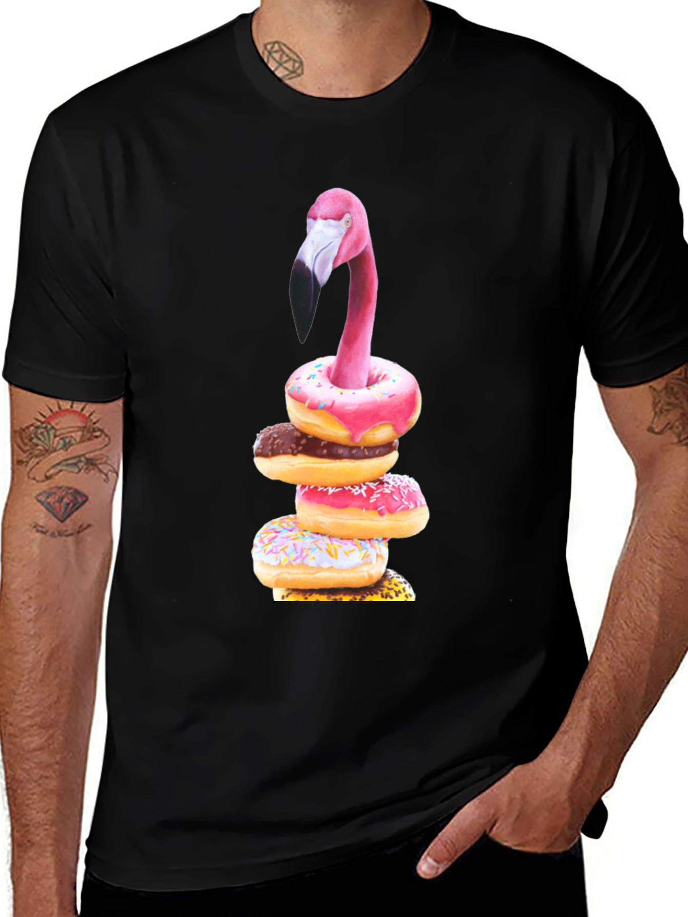 Flamingo Donut Stack Graphic Tee