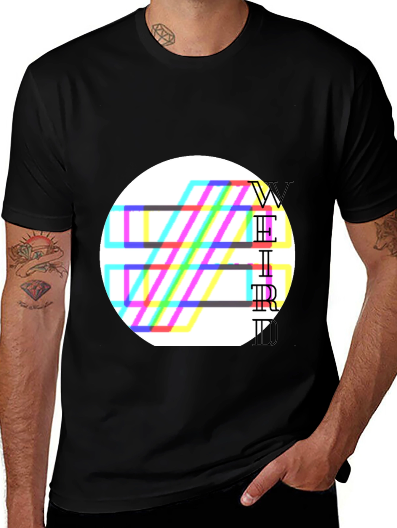 Weird Graphic Tee - Black Cotton Blend T-Shirt