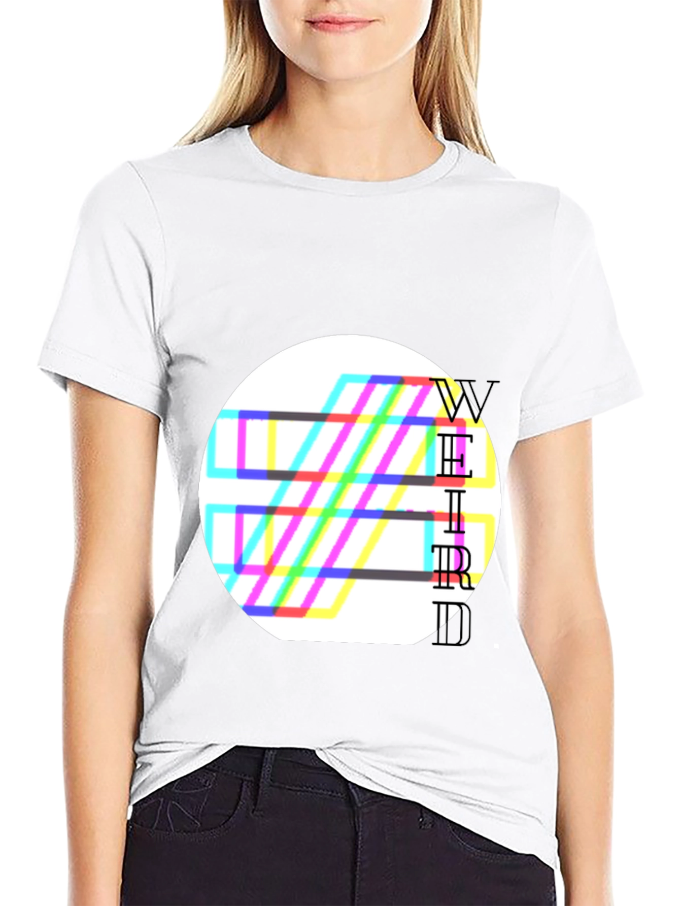 Weird Graphic Tee - Black Cotton Blend T-Shirt