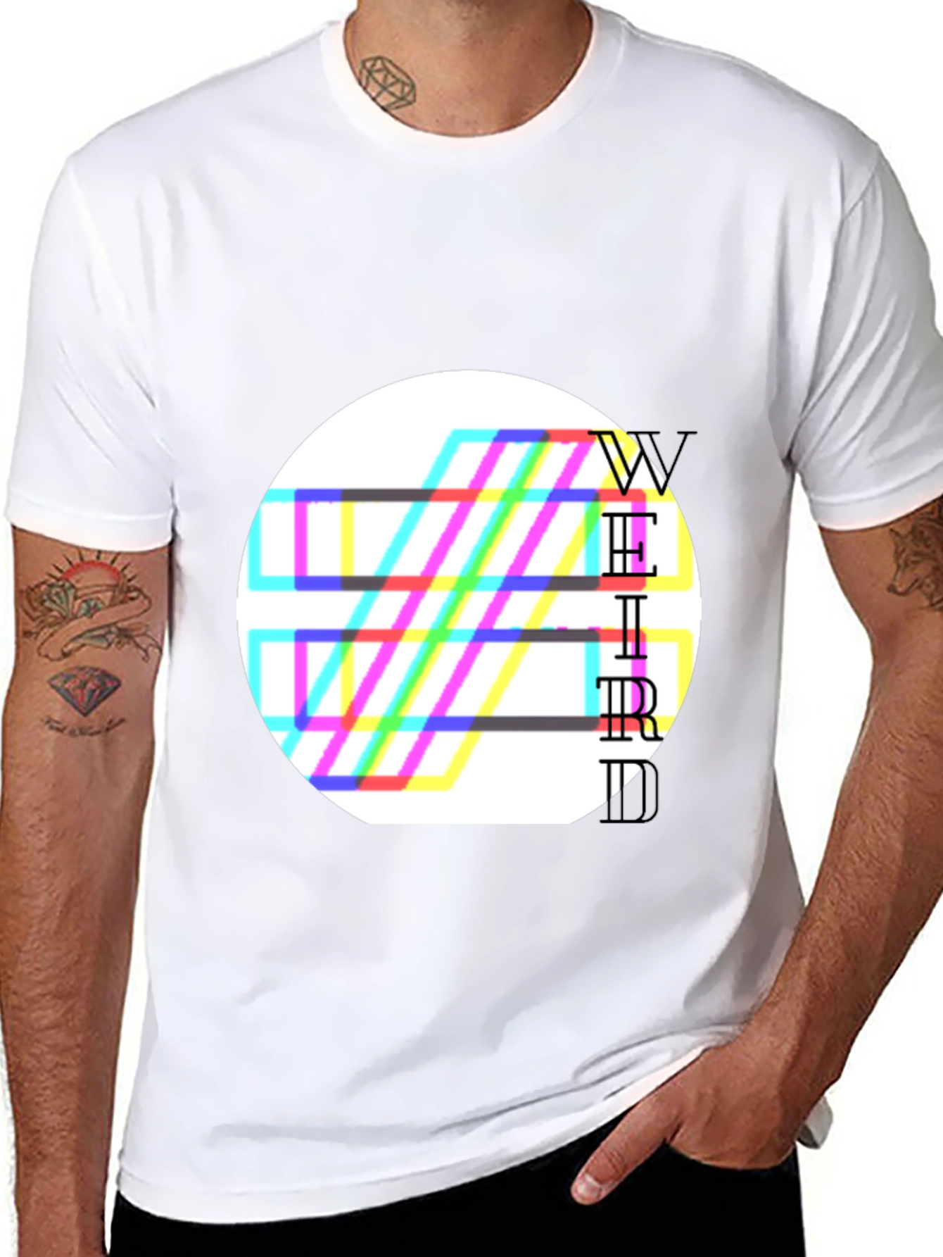 Weird Graphic Tee - Black Cotton Blend T-Shirt