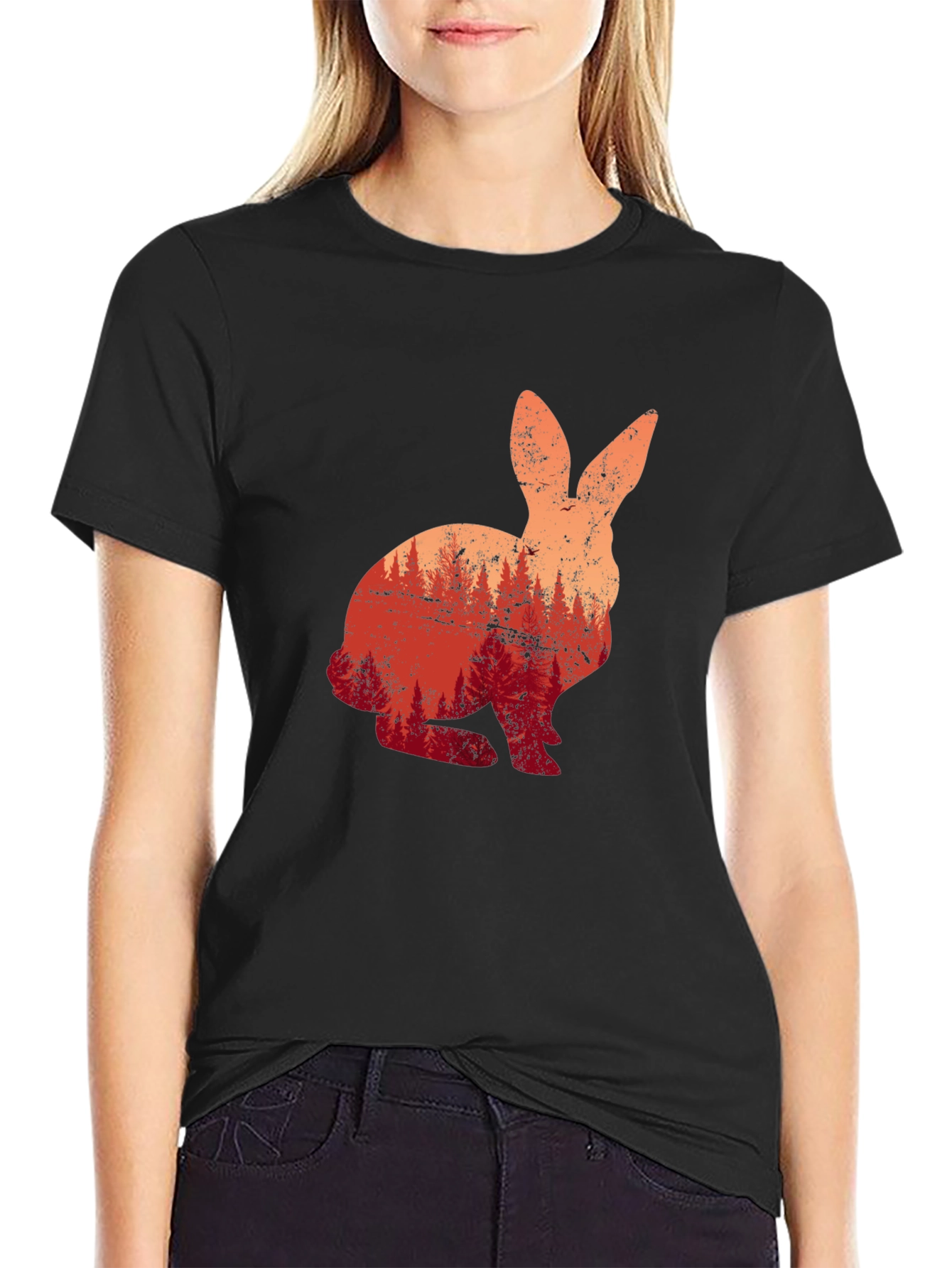 Nature Bunny Black T-Shirt - Unique Graphic Tee