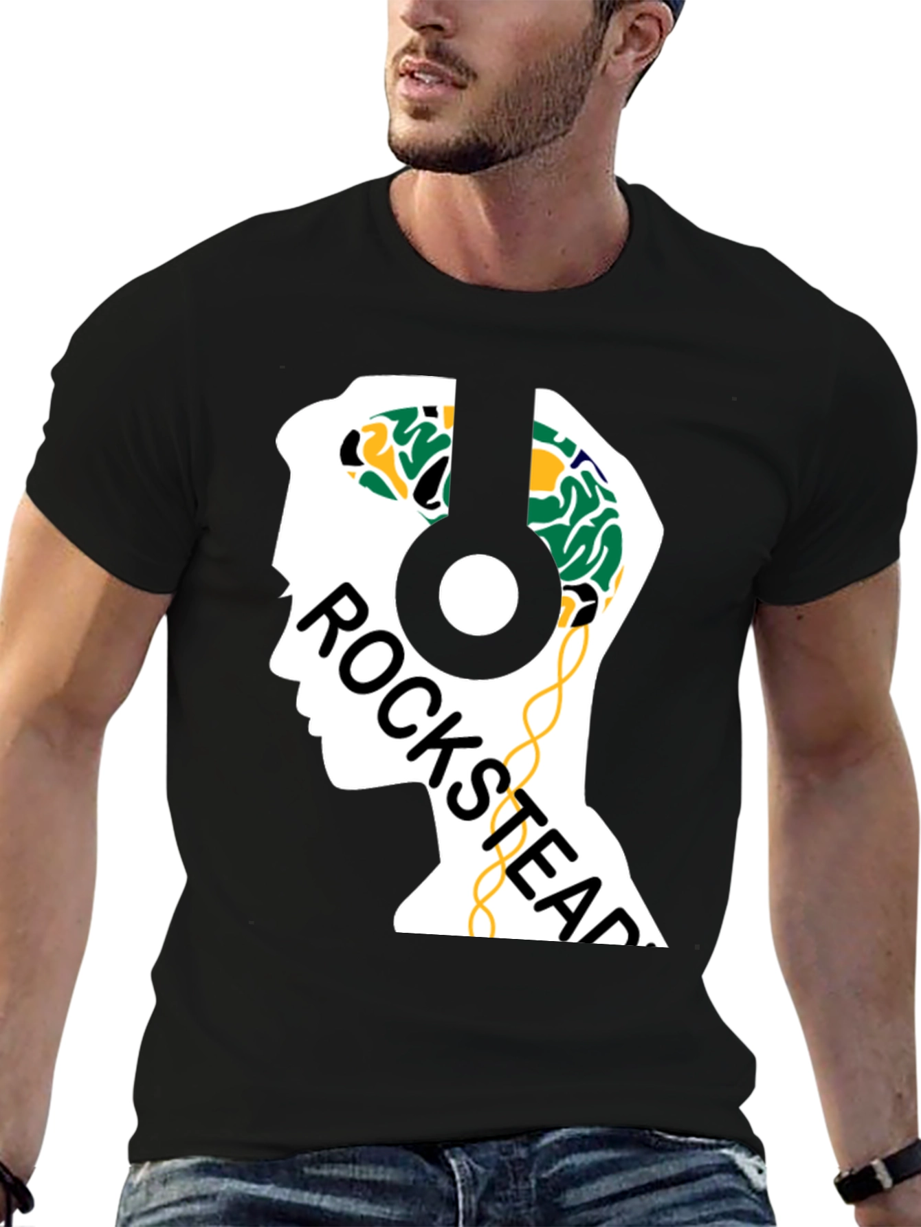 Rockstead T-Shirt - Brain Headphones Design