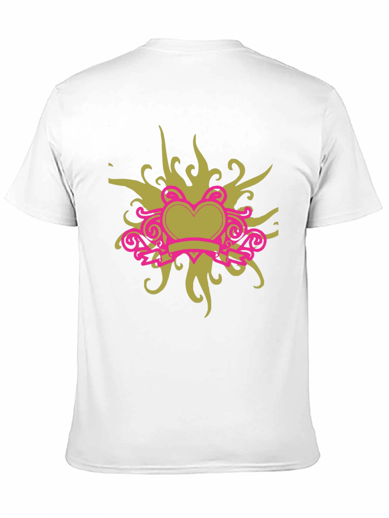 Black T-Shirt with Heart Swirl Design