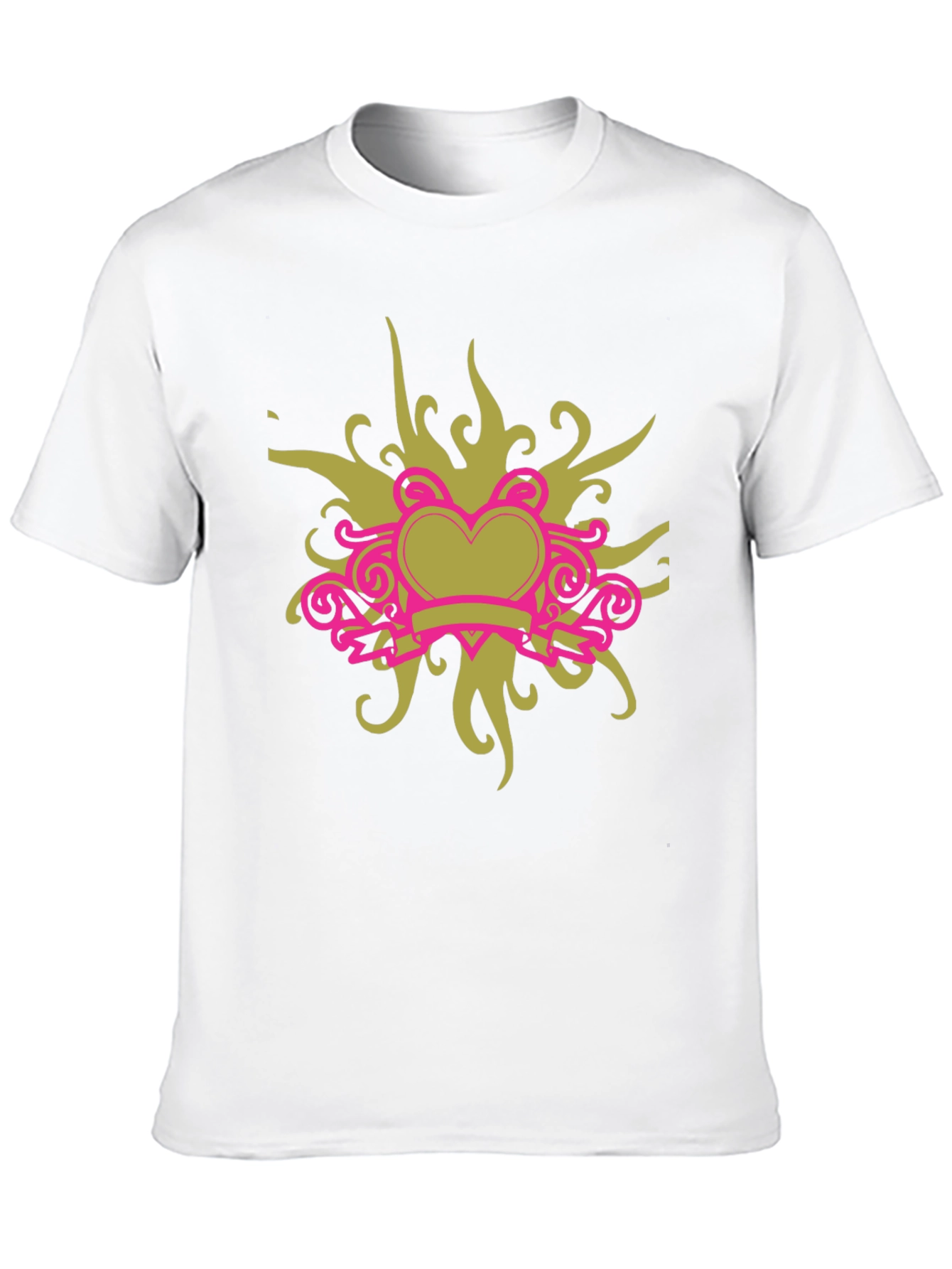 Black T-Shirt with Heart Swirl Design