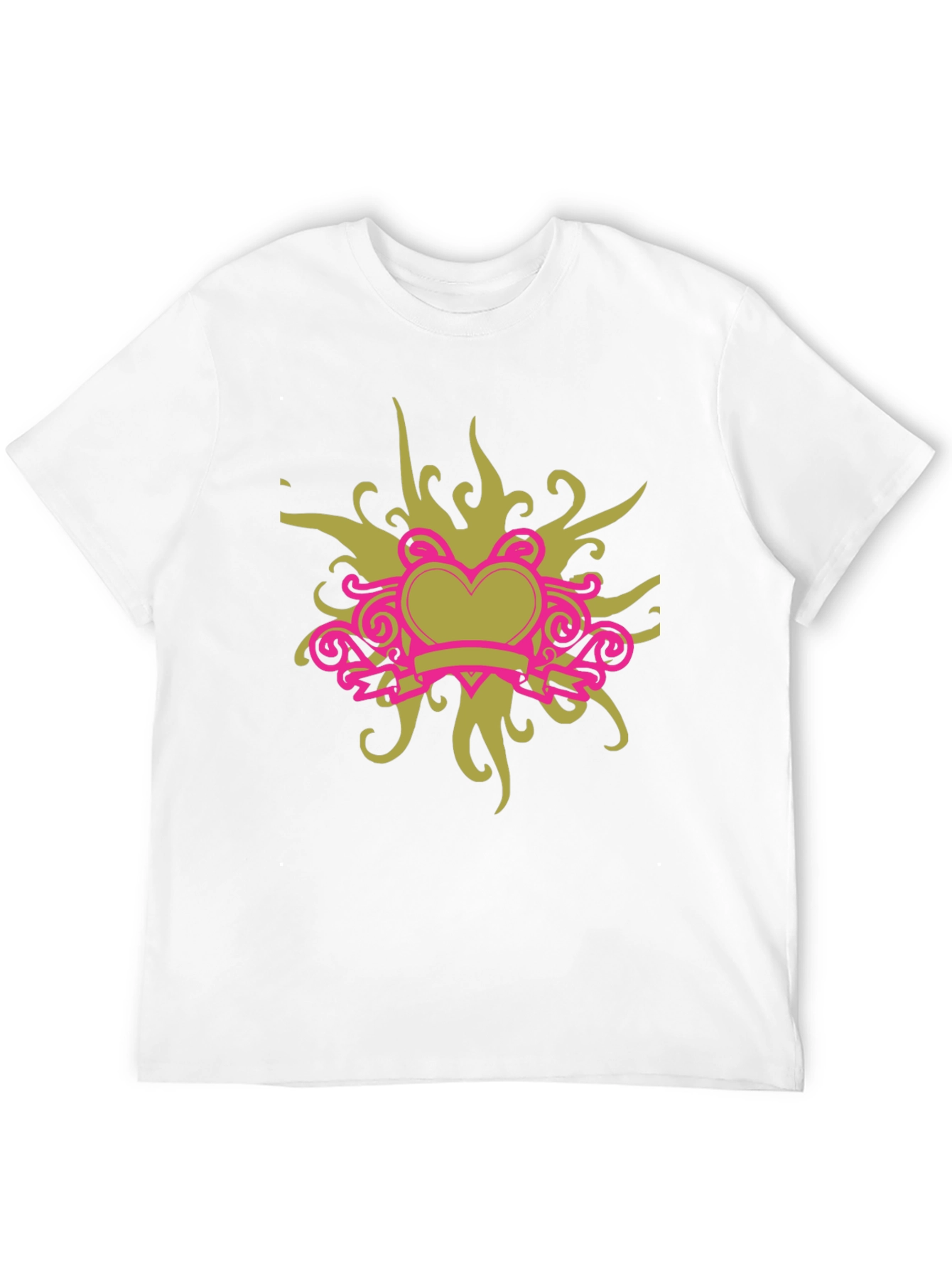 Black T-Shirt with Heart Swirl Design