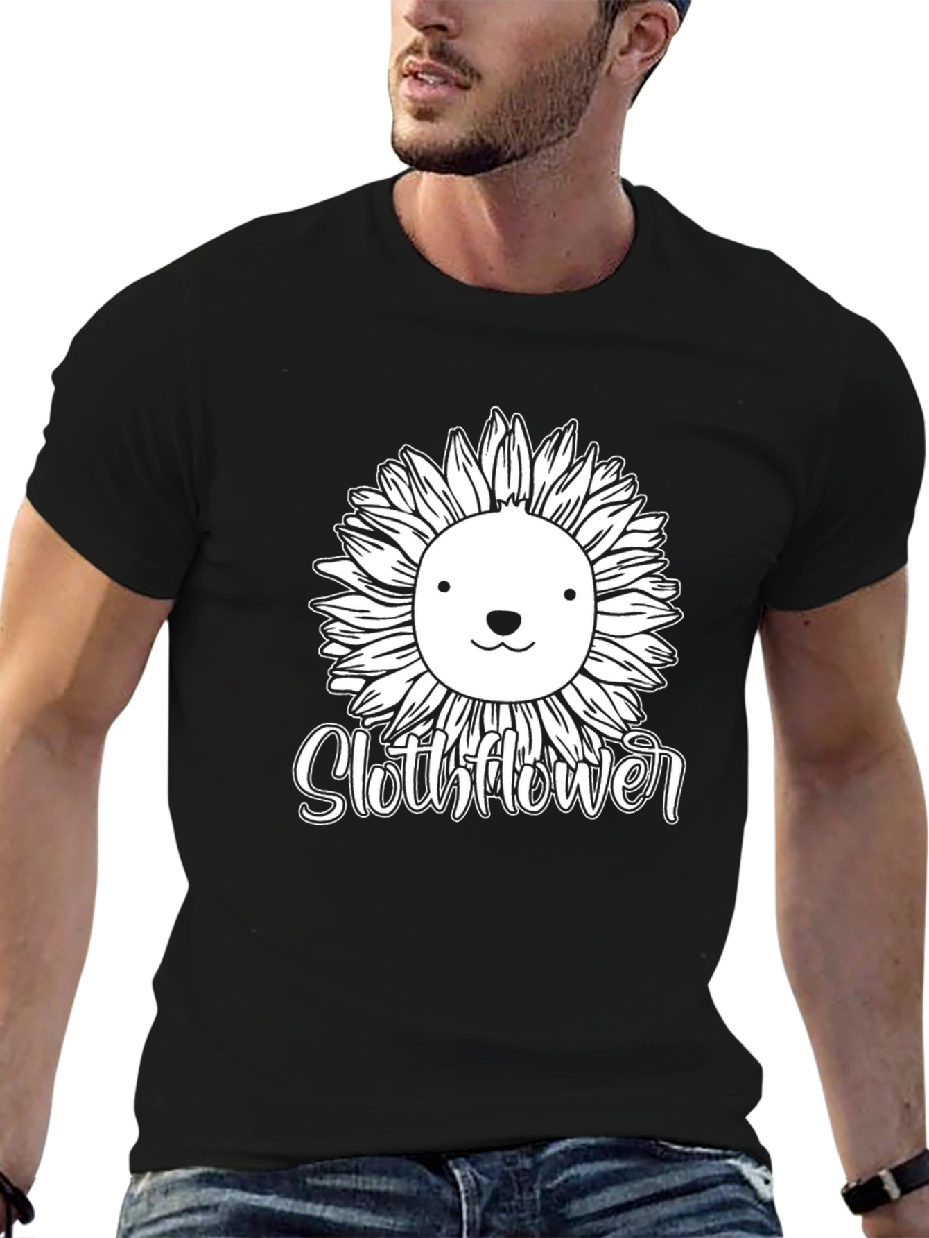 Slothflower Graphic T-Shirt - Black