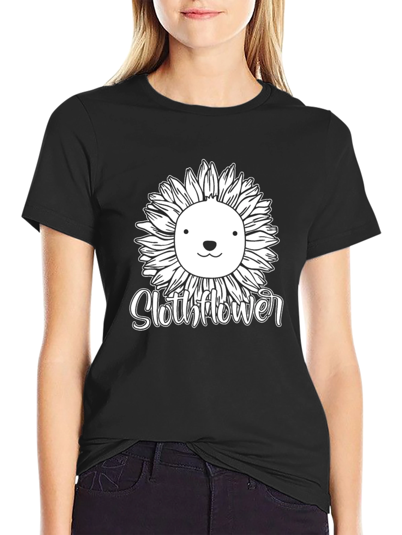 Slothflower Graphic T-Shirt - Black