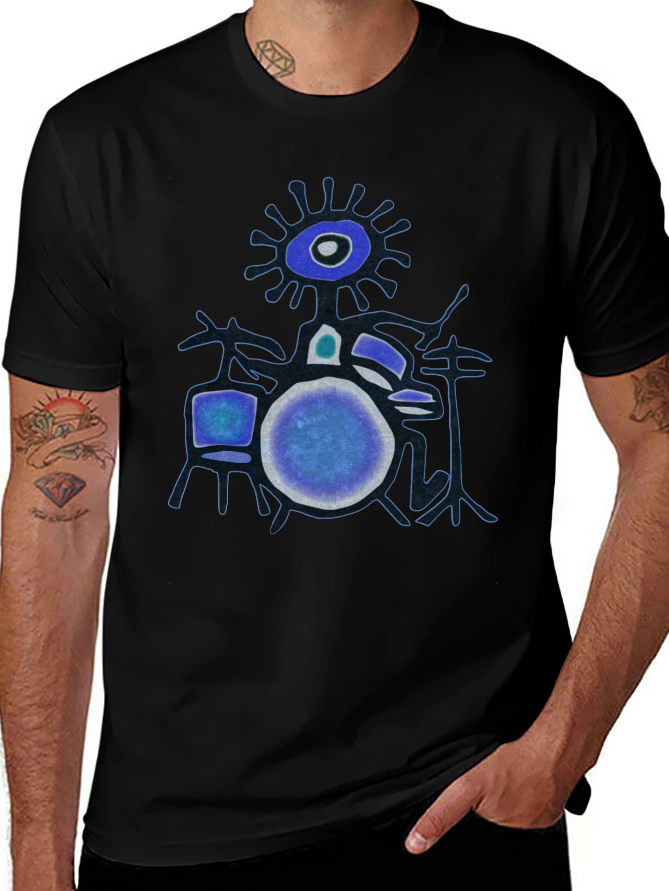 Abstract Drummer T-Shirt - Unique Graphic Tee