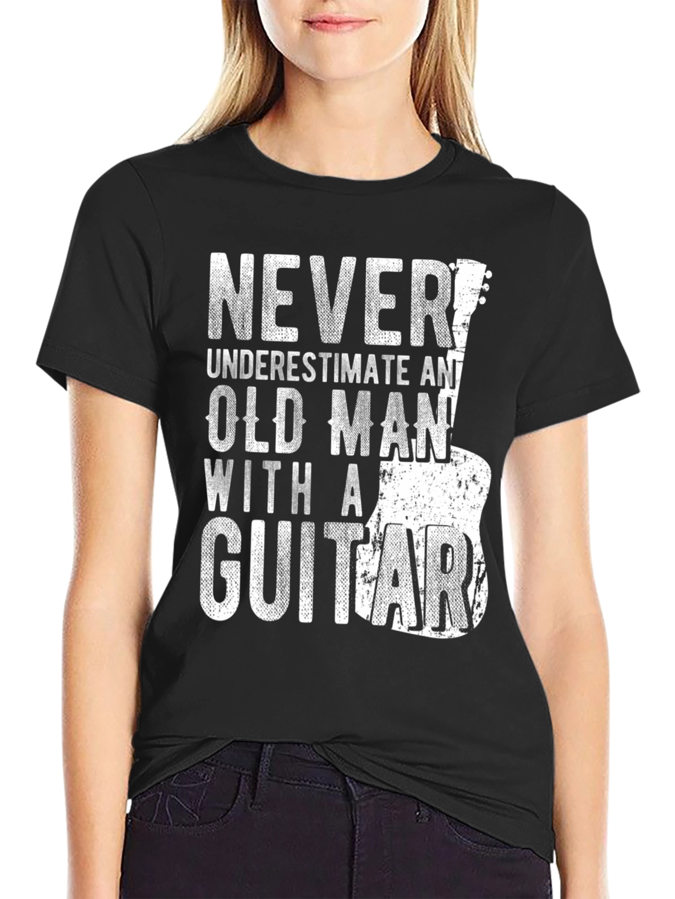 Never Underestimate Old Man with a Guitar T-Shirt