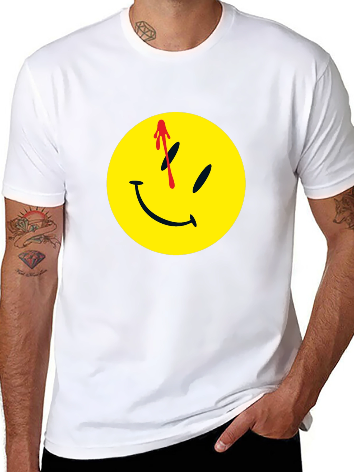 Watchmen Smiley Face Black T-Shirt