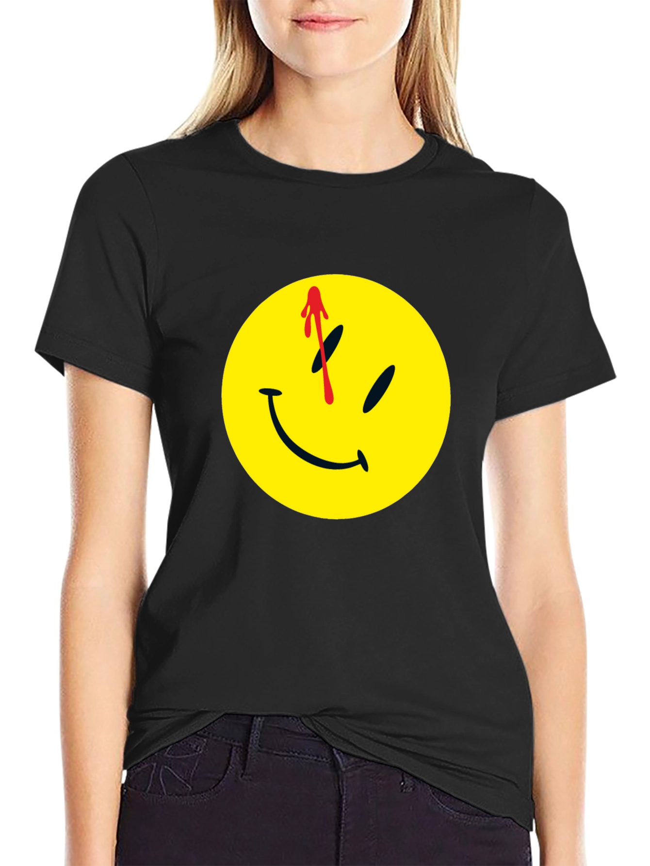 Watchmen Smiley Face Black T-Shirt