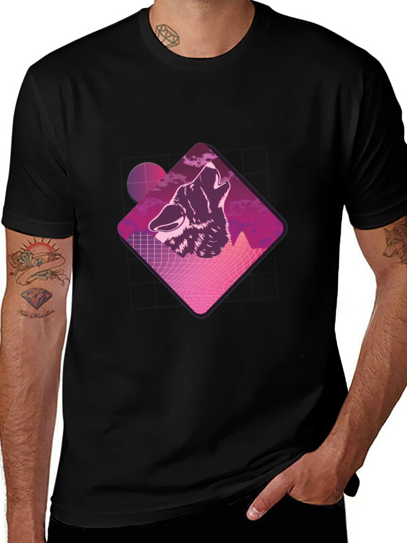 Retro Wolf Graphic Tee - Synthwave Design T-Shirt