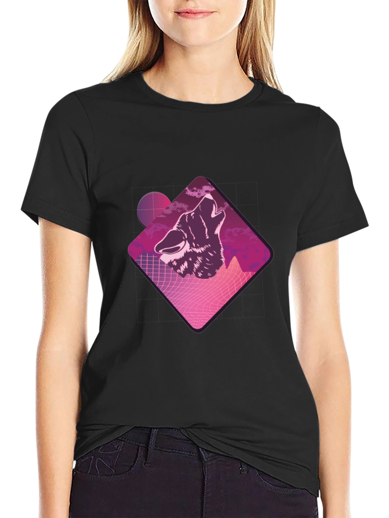 Retro Wolf Graphic Tee - Synthwave Design T-Shirt