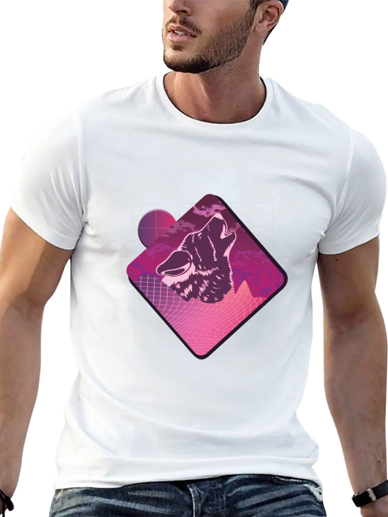 Retro Wolf Graphic Tee - Synthwave Design T-Shirt