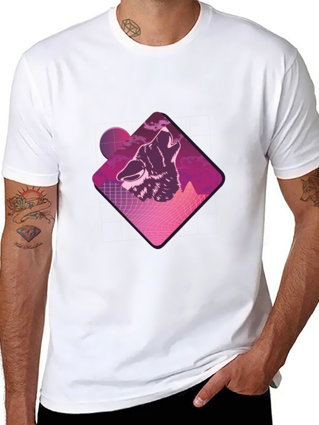 Retro Wolf Graphic Tee - Synthwave Design T-Shirt