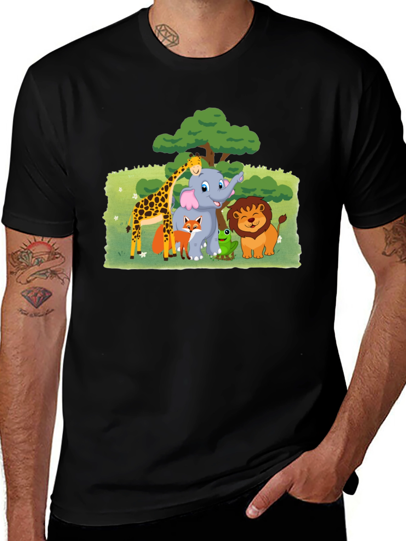 Fun Animal Cartoon Graphic T-Shirt