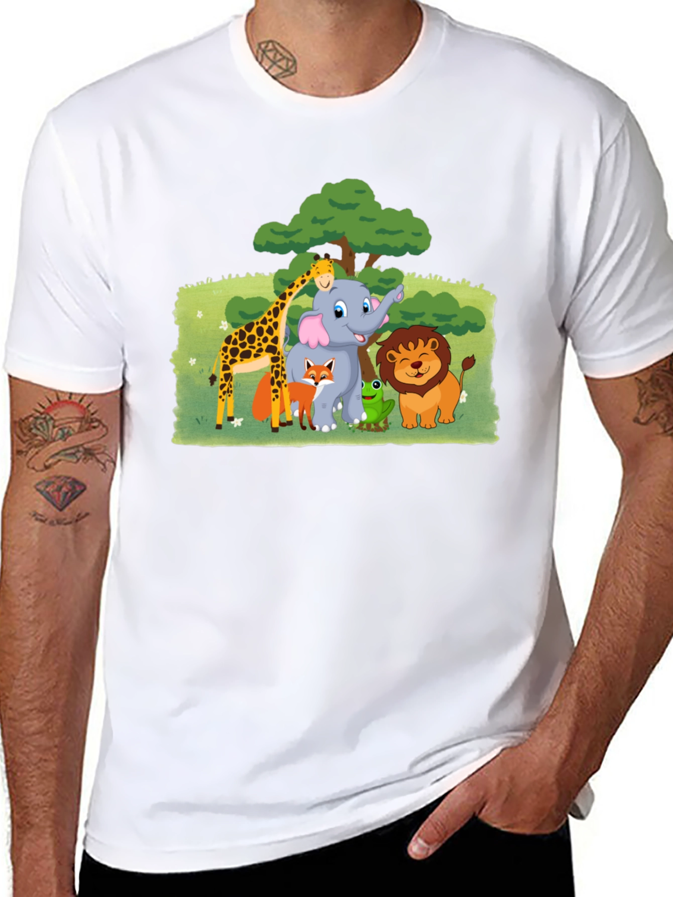 Fun Animal Cartoon Graphic T-Shirt